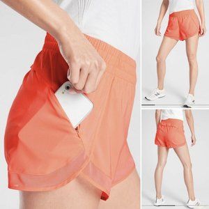 NWT ATHLETA Mesh Racer Run Short 4" Island Coral Sz XS Running Athletic Shorts